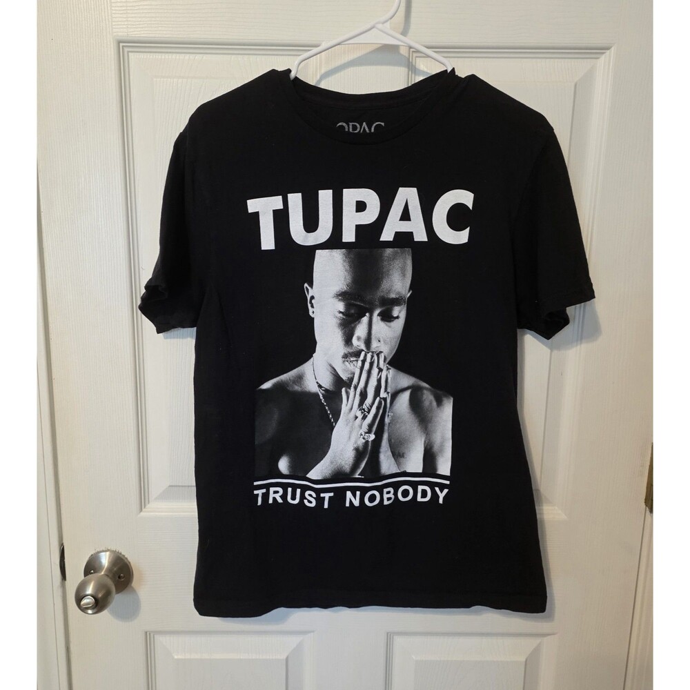 Tupac 2pac Shakur Tshirt Trust Nobody Black Graphic Mens Medium Retro Hip Hop
